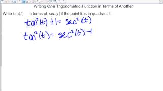 Writing one trig function in terms of another