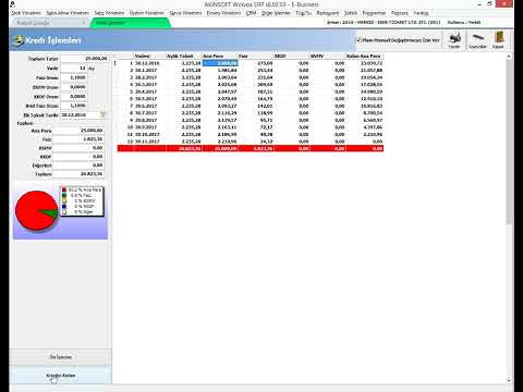 AKINSOFT WOLVOX 8 ERP - BANKA İŞLEMLERİ - Banka Tanımları  |  Kredi İşlemleri (kredi tanımlama)