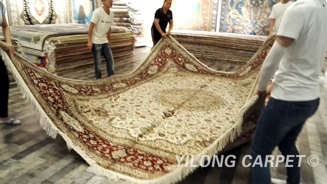 Isfahan Silk Carpet Hand Knotted Banana Silk Rugs YouTube