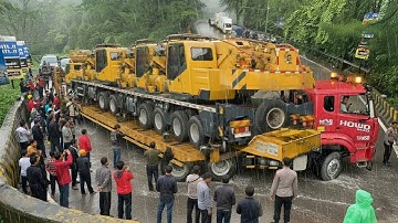 BIKIN KERINGAT DINGIN !!! Di Paksa Habis-Habisan, Drama Tersulit Truk Trailer Di Tikungan Menanjak