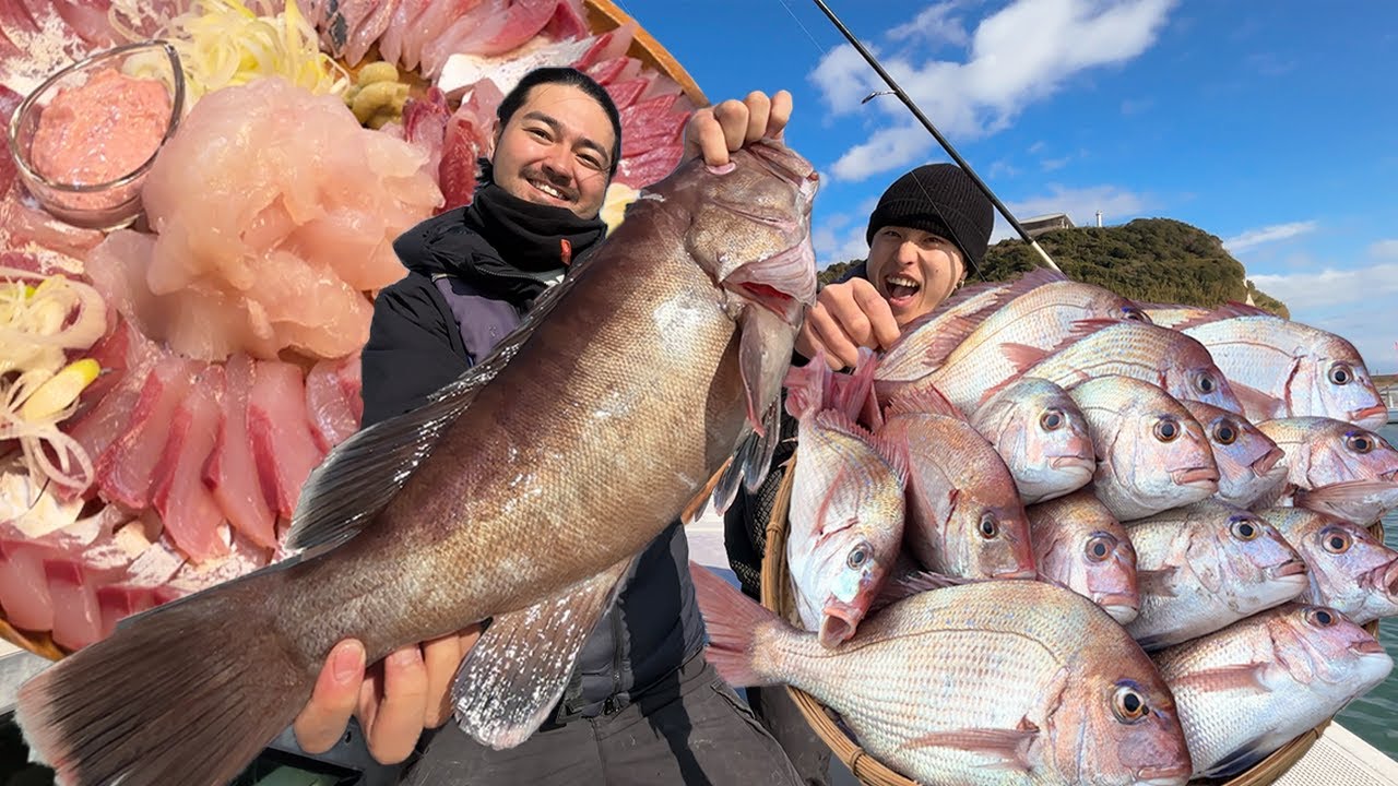 【爆釣】10kgの巨大鯛を釣りに船で出航！過去一大漁に釣れて奇跡起きた笑笑