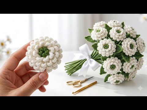 Crochet Flower Bouquet Tutorial 🌸 Easy Puff Stitch Flower Pattern for Beginners