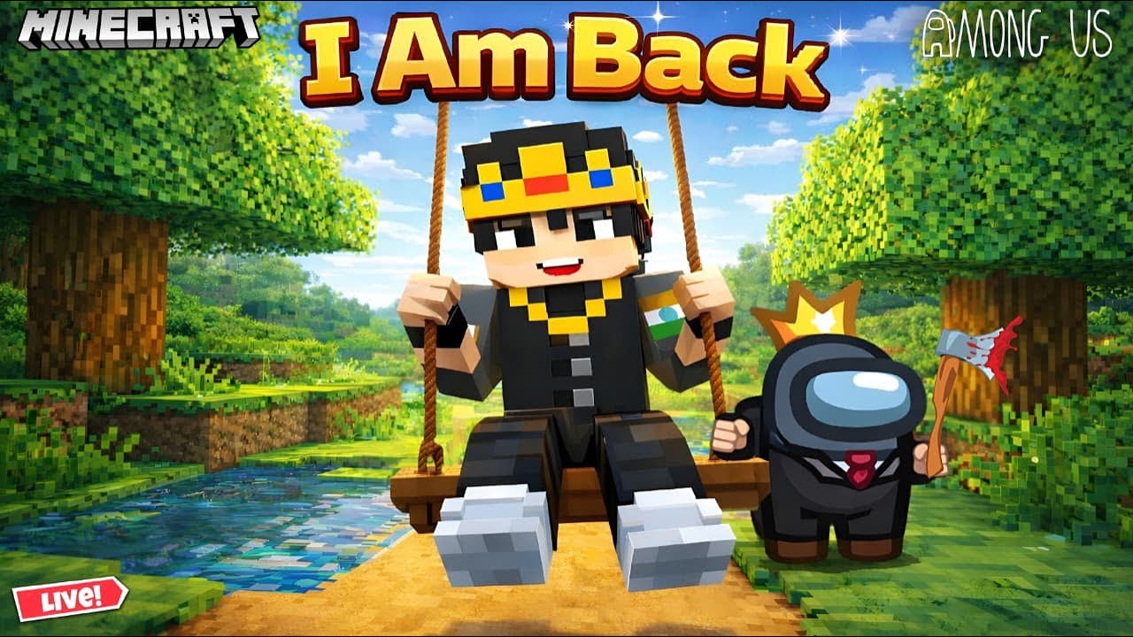 I AM BACK 🔥 | Minecraft x Among Us 😎| Comeback Live Stream 🔴 | I Am K.R ...