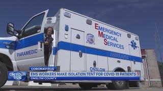 EMS workers make isolation tent for COVID-19 patients