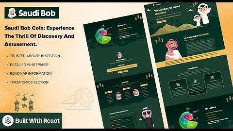 Saudi Bob Coin React & HTML Tailwind CSS Website Templates | Crypto & Meme Coin UI Design 2026