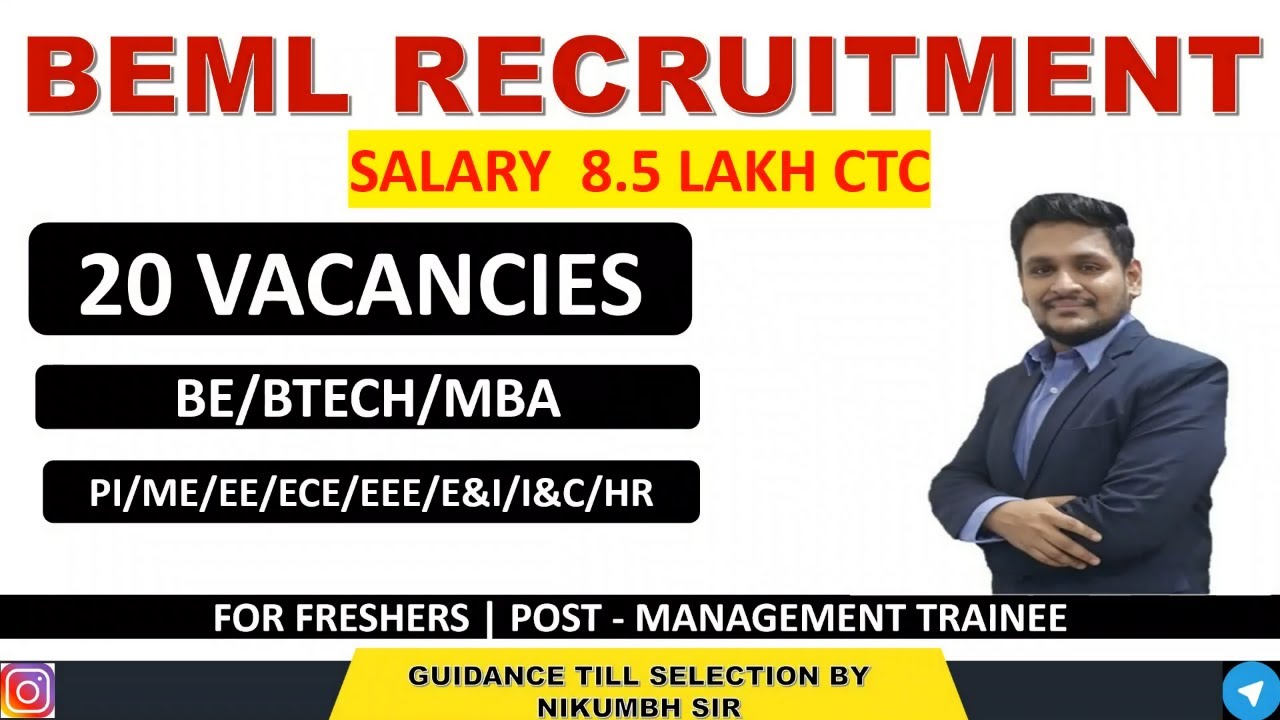 BEML RECRUITMENT 2022 | MANAGEMENT TRAINEE | LATEST GOVERNMENT JOB UPDATES  IN ENGLISH - YouTube