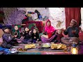 Ramadan mubarak family meal in a cave  village life afghanistan