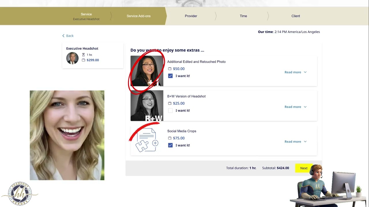Headshot Heroes Booking Walk Through