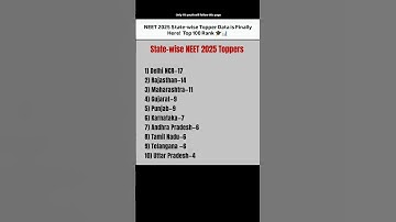 NEET 2025 State-wise Topper Data is Finally Here!Top 100 Rank #neetresult  #neetexam #neetaspirants