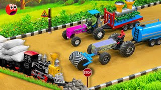 Diy tractor making mini bulldozer repair trains railway. Open Tunnel for Trains transport fruits