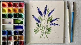 Watercolor flowers / Lavender flower painting / Easy Watercolor Flowers