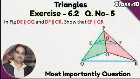 Class - 10th, Ex - 6.2, Q 5 (Triangles) Maths NCERT CBSE | In Fig. DE || OQ and DF || OR.