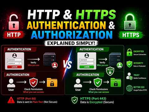 HTTP vs HTTPS 🔐 | Authentication vs Authorization Explained (Beginner Guide)