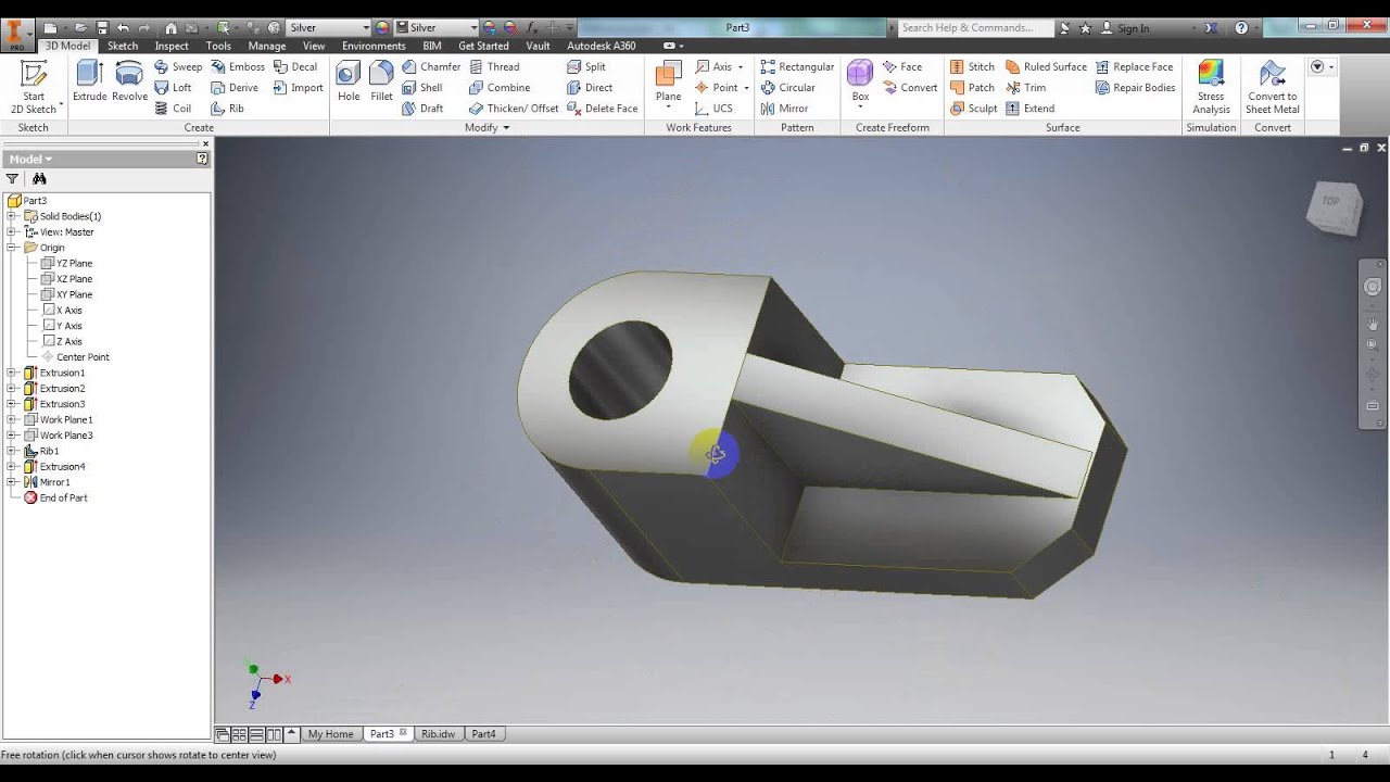 Autodesk Inventor 2016 : Rib , Extrude Cut . By Maan - YouTube