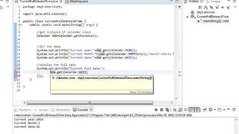 get Current Date and Time using Java Calendar class Part 2