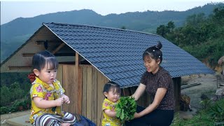 Harvest green vegetables to sell for income, make cucumber trellises, and plant sweet potato vines.