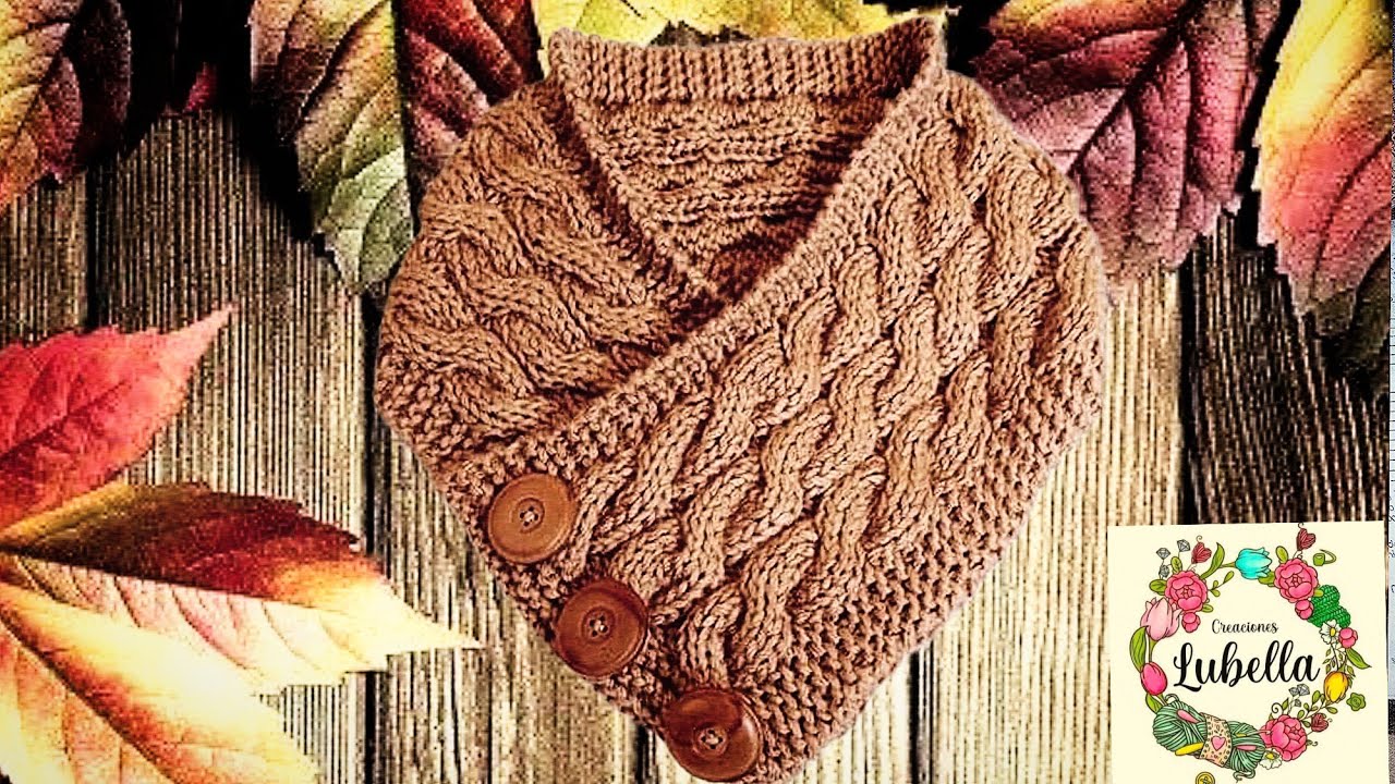 Cuello a dos agujas con trenzas#tejidos #video