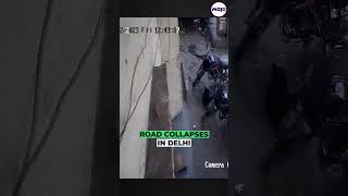 Viral Video: Road Collapses In Delhi; Dog, Scooter Fall Inside #shorts screenshot 2