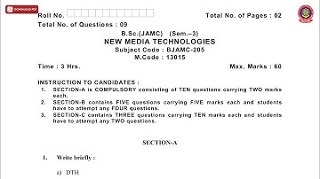 BSC 3RD SEM JAMC NEW MEDIA TECHNOLOGIES NOV 2019 | PTU