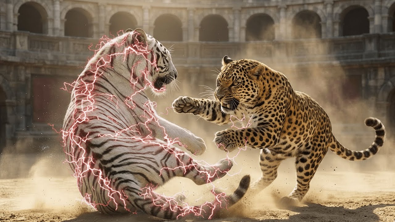 🐆⚔️🐯 Legendary Leopard vs White Tiger Monster – The Ultimate Arena Showdown | Fight for the Throne 👑