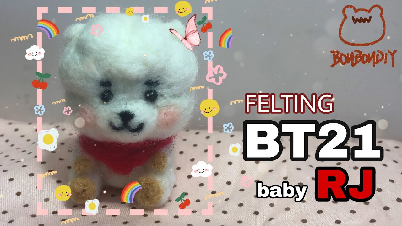 羊毛氈小教室nf Bt21 Baby Rj 羊毛氈制作過程 How To Make A Baby Rj Of Bt21 With Needle Felting Youtube