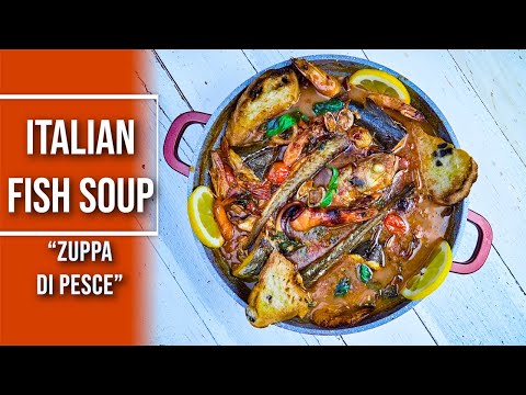 Italian fish soup. Zuppa di pesce. Mediterranean style fish soup