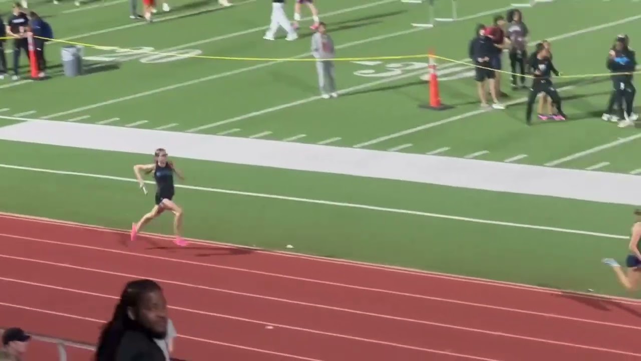 Varsity 4x4 second leg, split of 1:01, mile was right before, Brynn Thomas 10th