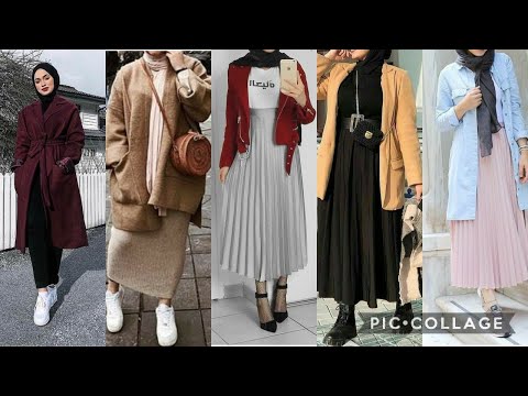 ملابس محجبات تنسيقات تنورة طويلة شتاء2021