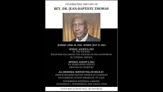 FSBC - Pastor JB Thomas  Homegoing Service  - August 9th, 2021