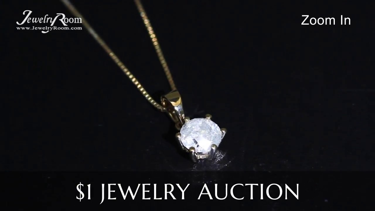 ONLINE JEWELLERY AUCTIONS 1 CARAT DIAMOND 14KT SOLID GOLD PENDANT