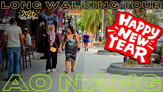 New Year in Ao Nang 🌴 | Busy Daytime Walk Through Bars, Restaurants \u0026 Tourist Life - Krabi Thailand