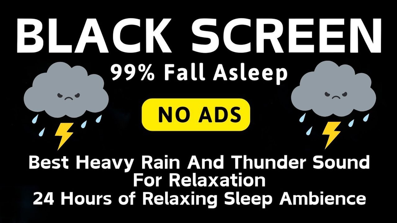 🔴 Heavy Rain and Thunder Sounds for Sleeping 🌧 Black Screen | Defeat Insomnia in 5 Minutes 🌧