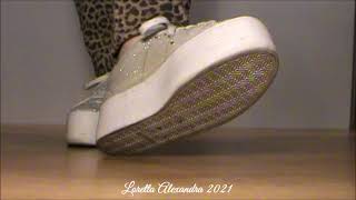 Giantess Pov In White Platform Canvas Shoe No Name With Glitter