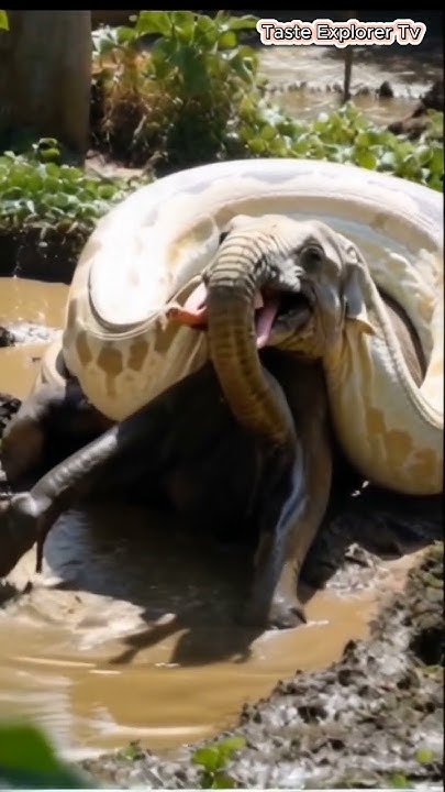 A young elephant vs a giant python #tasteexplorertv #wildlife #animals ...