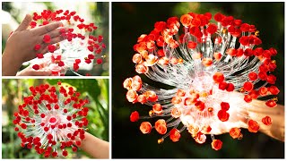 Recycle plastic bottles and paper into flower vases| Paper flower | Home Decor Ideas