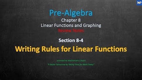 Pre Algebra 8 4 Writing Rules for Linear Functions