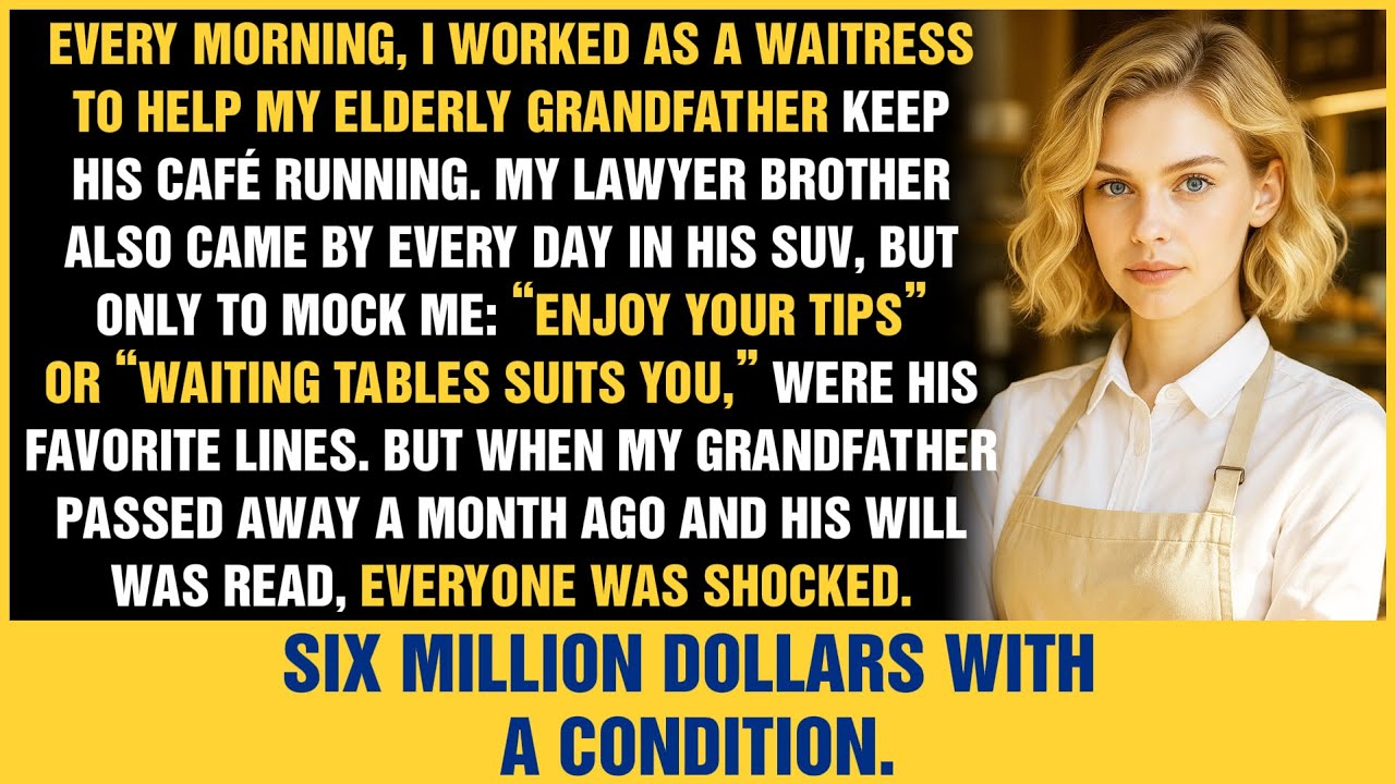 Every morning, I was a waitress to help my grandfather, while my lawyer brother mocked me in his SUV