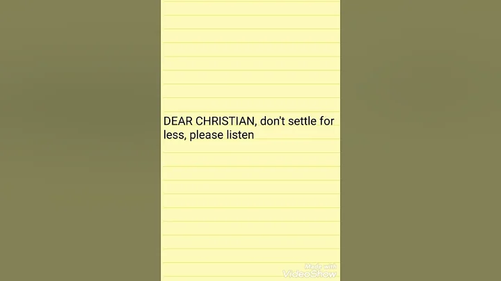 DEAR CHRISTIAN, don't settle for less, please listen