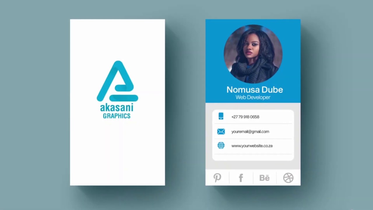 Modern Vertical Business Card Design in Illustrator