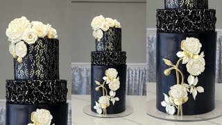 Black and White Abstract Cake Design using TEMU HAUL Supplies | Abstract Modern Cake Design | Cake