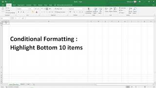 How to use conditional formatting to highlight Bottom 10 items in Microsoft Excel 2019?