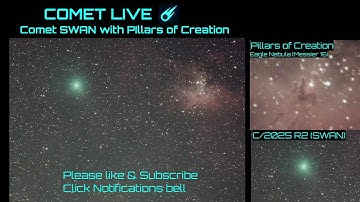 Live Sky Watch: Two comets with Pillars of Creation - Comet Lemmon & Comet SWAN —  Oct 17th, 2025