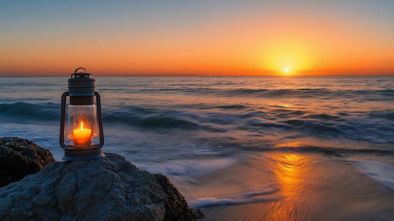 Ocean Waves & Gentle Wind with Flute Music 🌙 Deep Sleep and Stress Relief