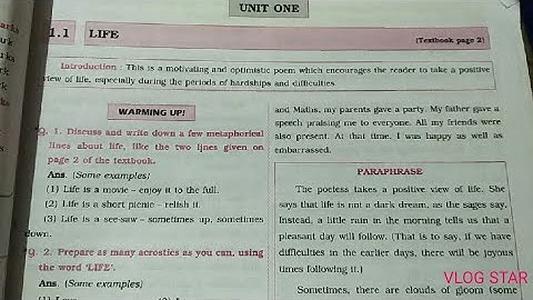 1.1 life poem class 9 English workbook digest answers