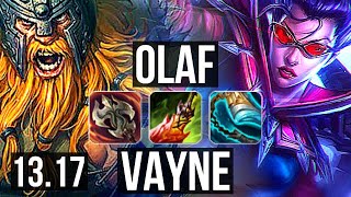 OLAF vs VAYNE (TOP) | 13/1/6, Quadra, Legendary, 500  games | EUW Master | 13.17
