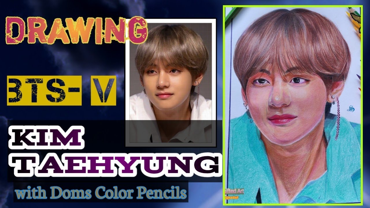 Realistic Drawing with ( Doms ) Color Pencils | BTS - V ( Kim Taehyung ...