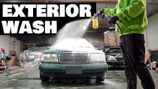 Exterior Wash CLASSIC Mercedes S124 320TE RARE Color Malachite Green/CarDetailing/4k -ASMR Style