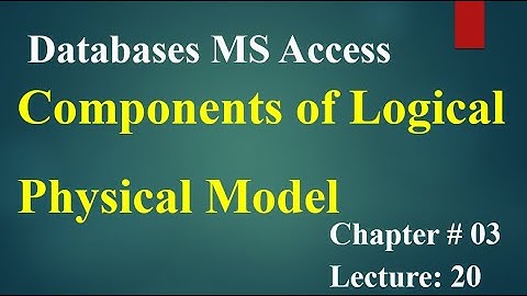 Components of Logical Model and Physical Model Computer 2nd year Chapter no 03 Lecture no 20