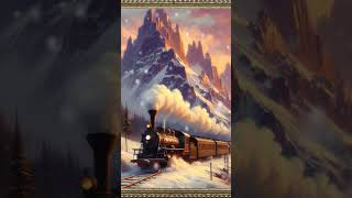 WALLPAPER TV ART FRAMED SNOWY AMBIANCE WITH SLOW MUSIC  | ART | STEAM TRAIN PAINTING SCREENSAVER