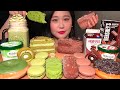 ASMR MATCHA GREEN TEA, CHOCOLATE CAKE ICE CREAM MACARON MOCHI DONUTS 녹차 아이스크림, 케이크, 마카롱, 초콜릿, 도너츠 먹방